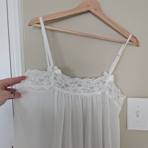 Vintage Victoria's Secret White Sheer Lace Slip Cami Dress - Picture 3 of 5